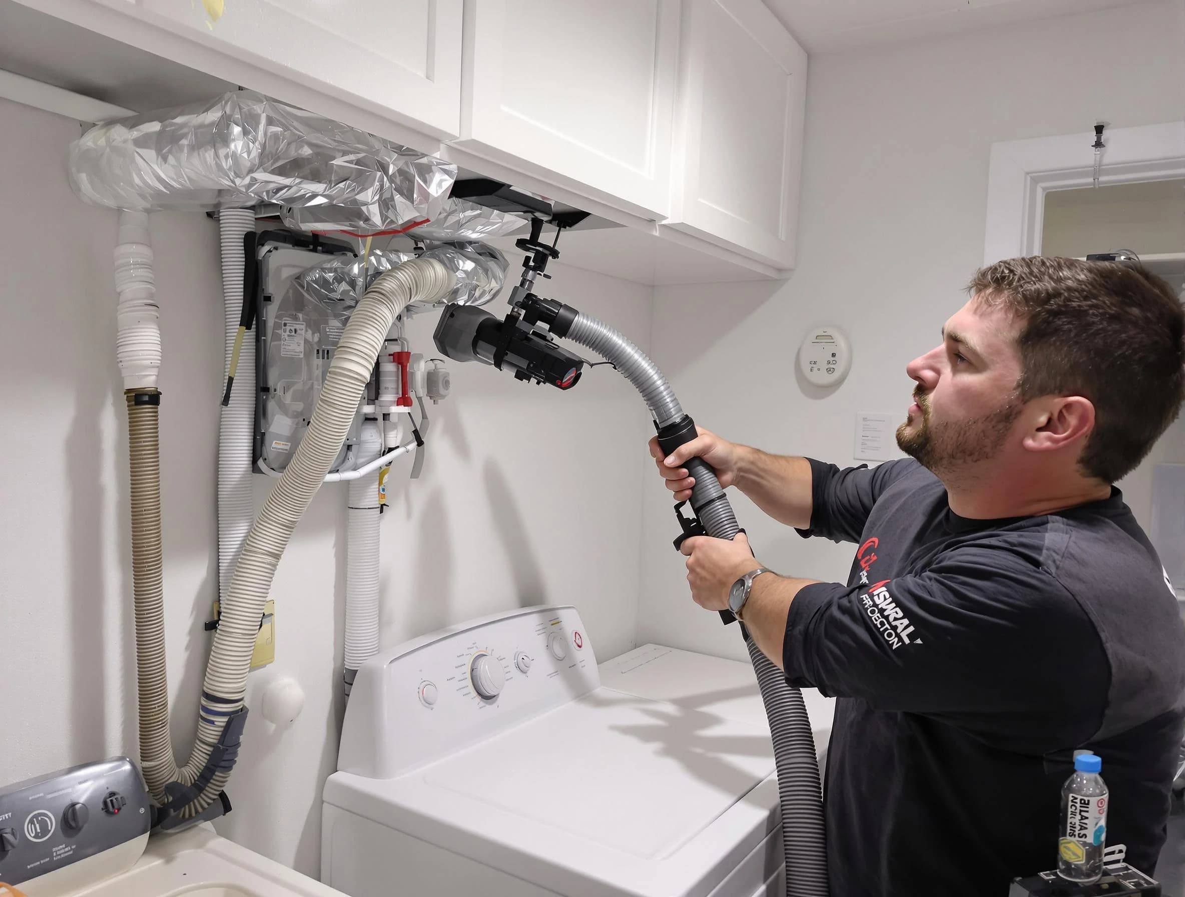 Smyrna Dryer Vent Cleaning certified technician performing safety-focused gas dryer vent cleaning in Smyrna